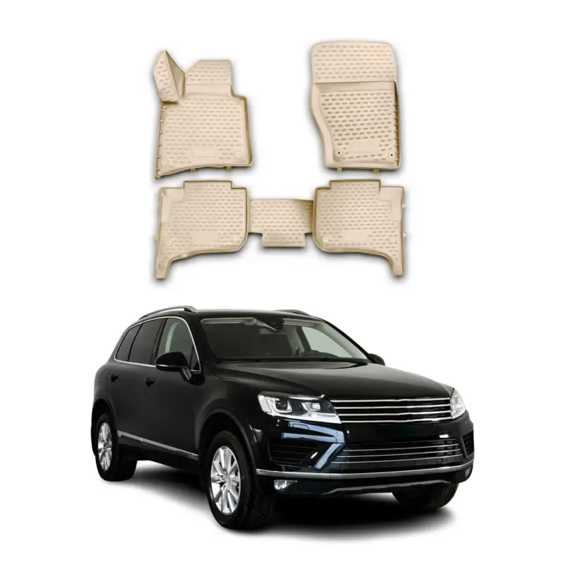 OMAC Gummimatten Fußmatten für VW Touareg 2010-2018 TPE Automatten Beige 4x Geprüft