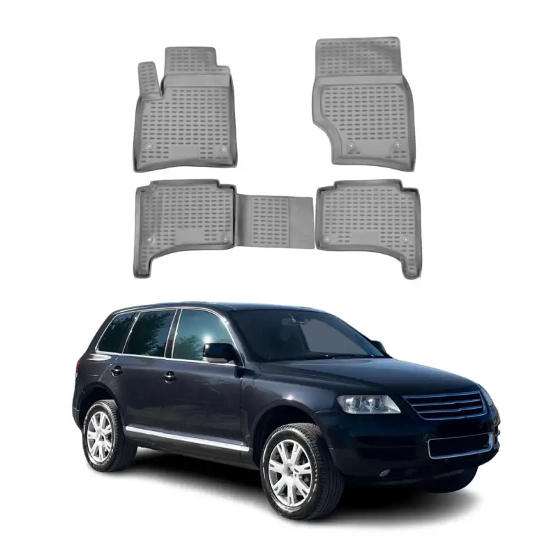 Markenware OMAC Gummimatten Fußmatten für VW Touareg 2002-2010 TPE Automatten Grau 4x