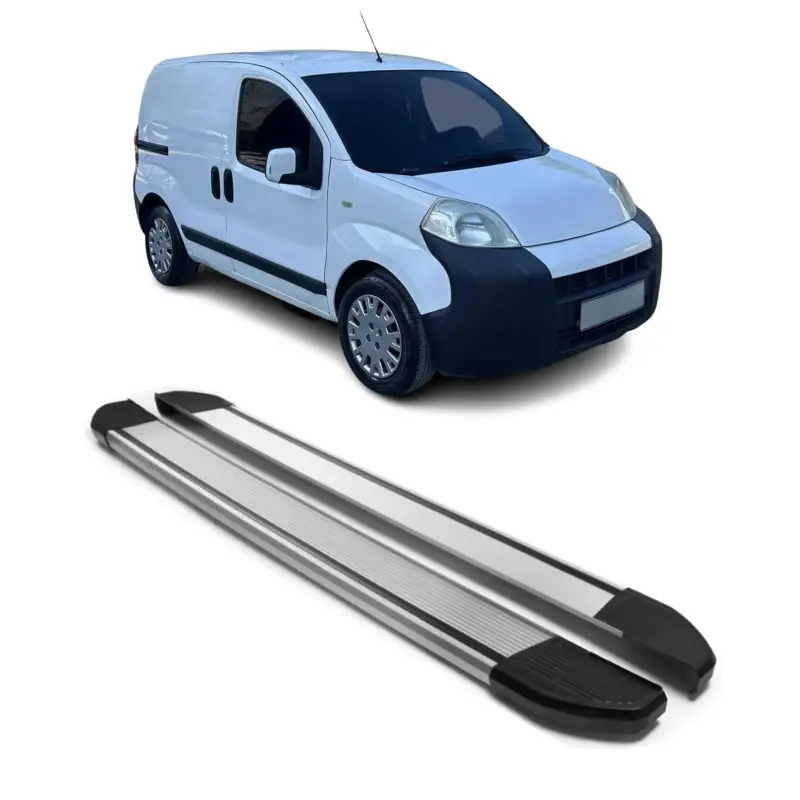 Alu Seitenschweller Trittbretter für Peugeot Bipper 2007-2024 Silber 2tlg Bestseller