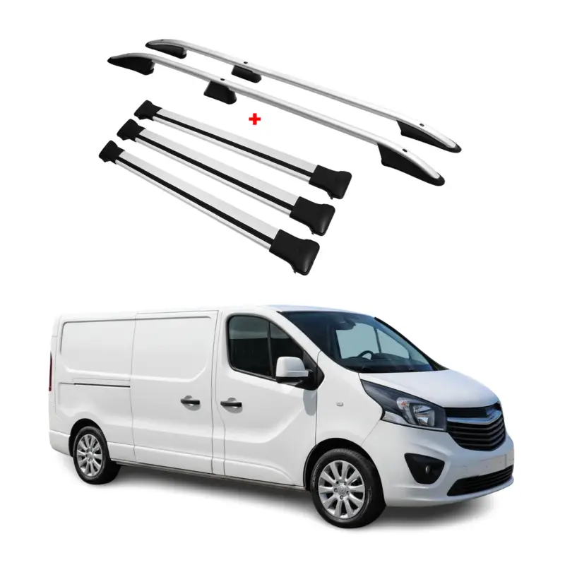 Zertifiziert Dachreling + Dachträger für Opel Vivaro B 2014-2019 L2 Langer Alu Silber 5tlg