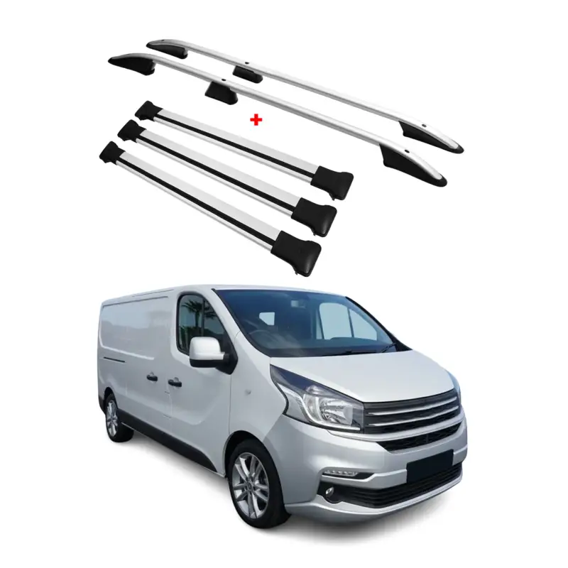 Dachreling + Dachträger für Fiat Talento 2016-2024 L2 Langer RS Alu Silber 5x Heißes Angebot