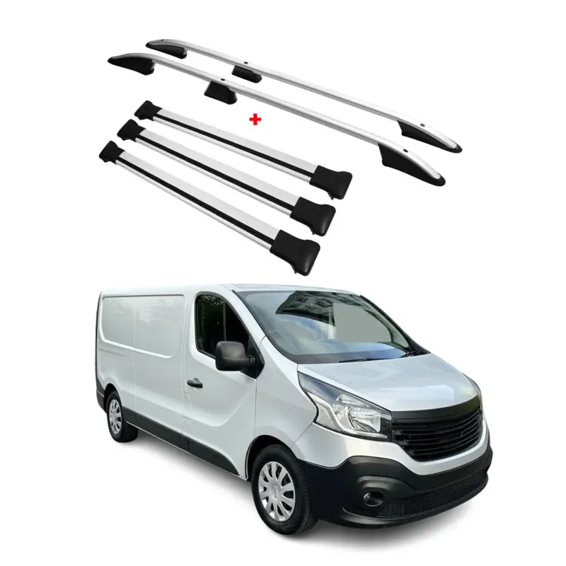 Dachreling + Dachträger für Renault Trafic 2014-2026 L2 Langer Alu Silber 5x Finale Aktion