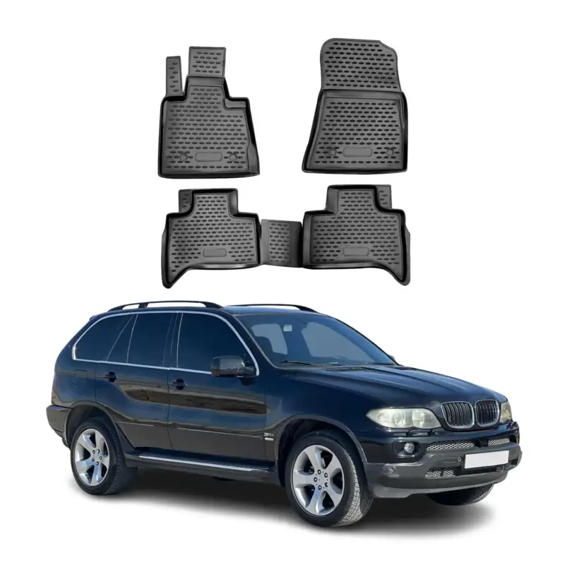 OMAC Gummimatten Fußmatten für BMW X5 E53 1999-2006 TPE Automatten Schwarz 4x Billig