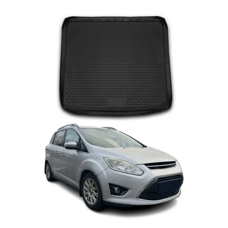 Kofferraummatte Kofferraumwanne für Ford Grand C-Max 2010-2019 Gummi TPE Schwarz Finale Aktion