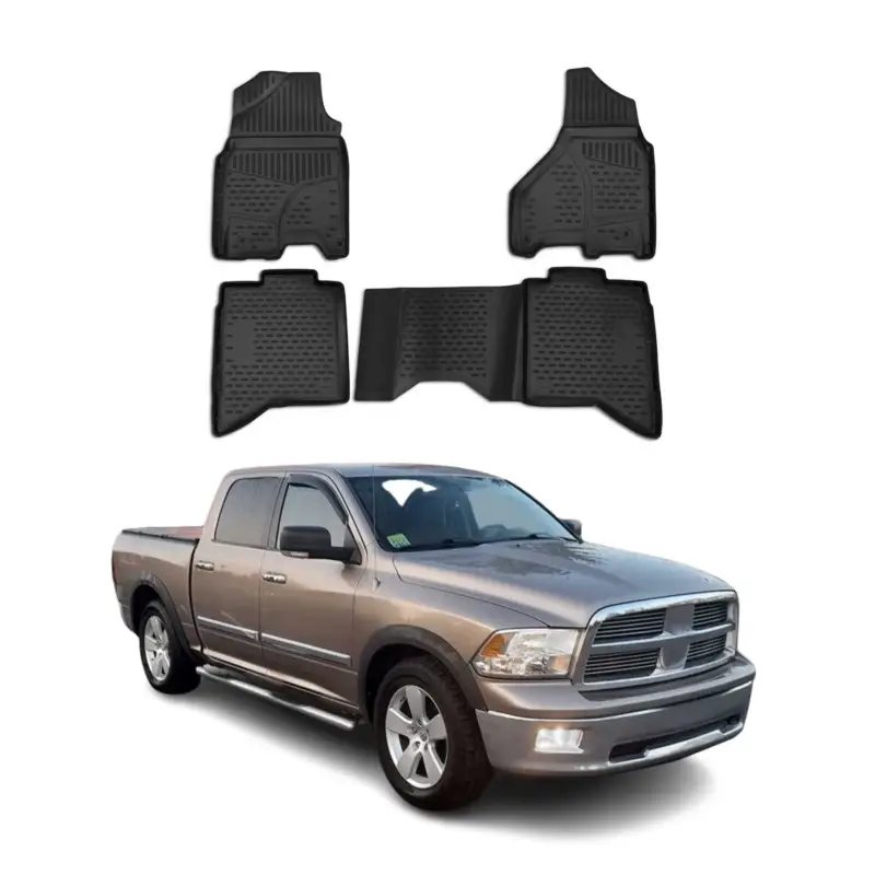 Billig OMAC Gummimatten Fußmatten für Dodge RAM Crew Cab 2017-2024 TPE Schwarz 4x