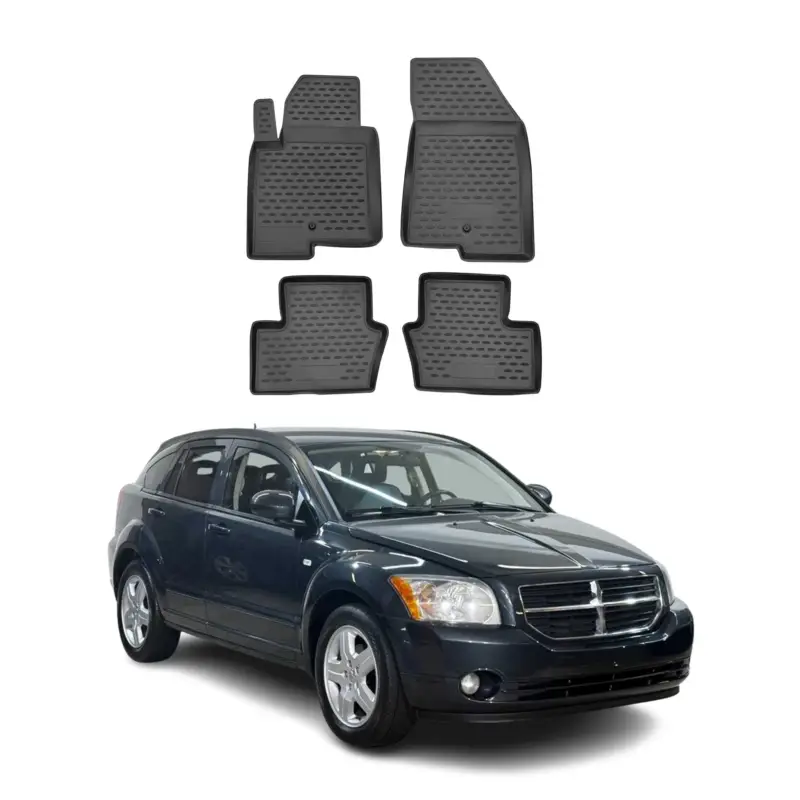 Preisreduziert OMAC Gummimatten Fußmatten für Dodge Caliber 2007-2012 TPE Automatten Schwarz 4x