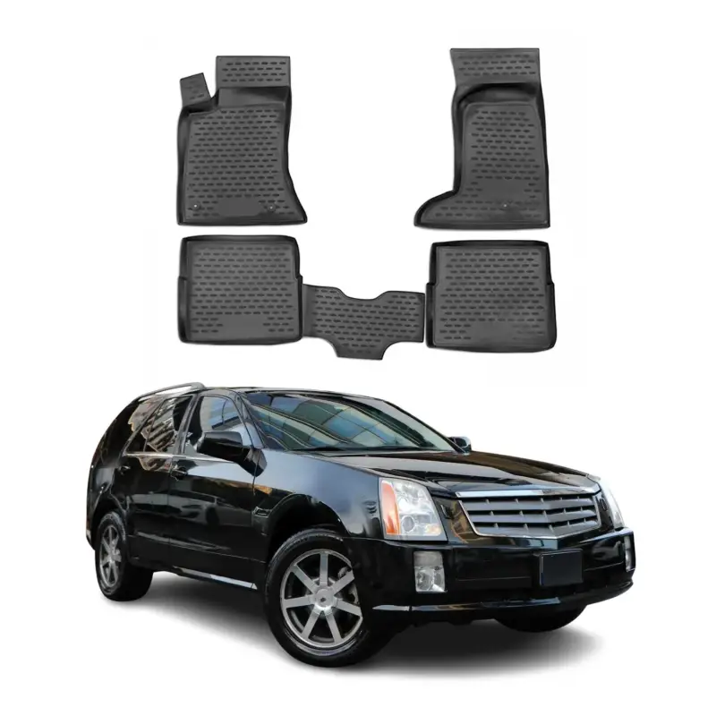 Nur Heute OMAC Gummimatten Fußmatten für Cadillac SRX 2004-2009 TPE Automatten Schwarz 4x