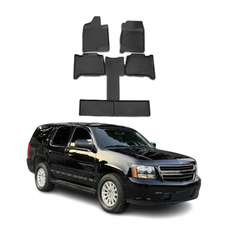 OMAC Gummimatten Fußmatten für Chevrolet Tahoe 2007-2014 7 Sitz TPE Schwarz 6x Nur Für Kurze Zeit