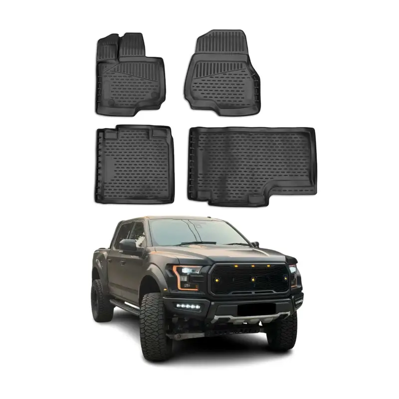 Wochenendangebot OMAC Gummimatten Fußmatten für Ford F150 2015-2020 TPE Automatten Schwarz 4x
