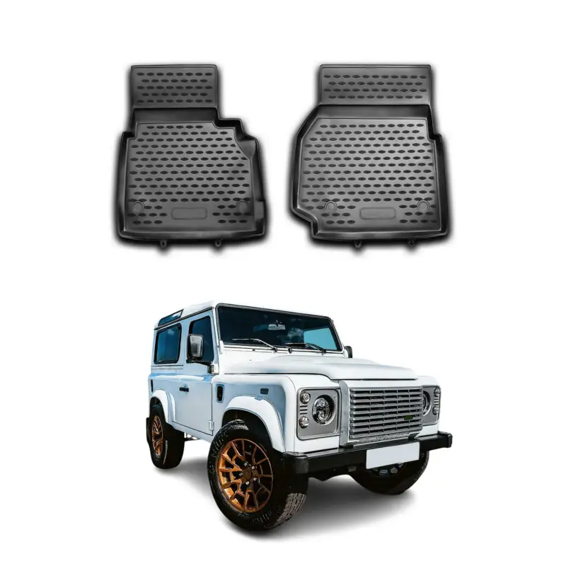 OMAC Gummimatten Fußmatten für Land Rover Defender D90 2007-2020 TPE Schwarz 2x Highlight