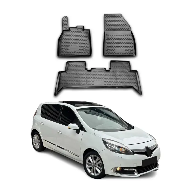 OMAC Gummimatten Fußmatten für Renault Scenic 2009-2016 TPE Automatte Schwarz 3x Neu