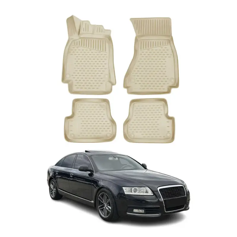 OMAC Gummimatten Fußmatten für Audi A6 Limo Allroad Avant 2008-2011 TPE Beige 4x Günstig