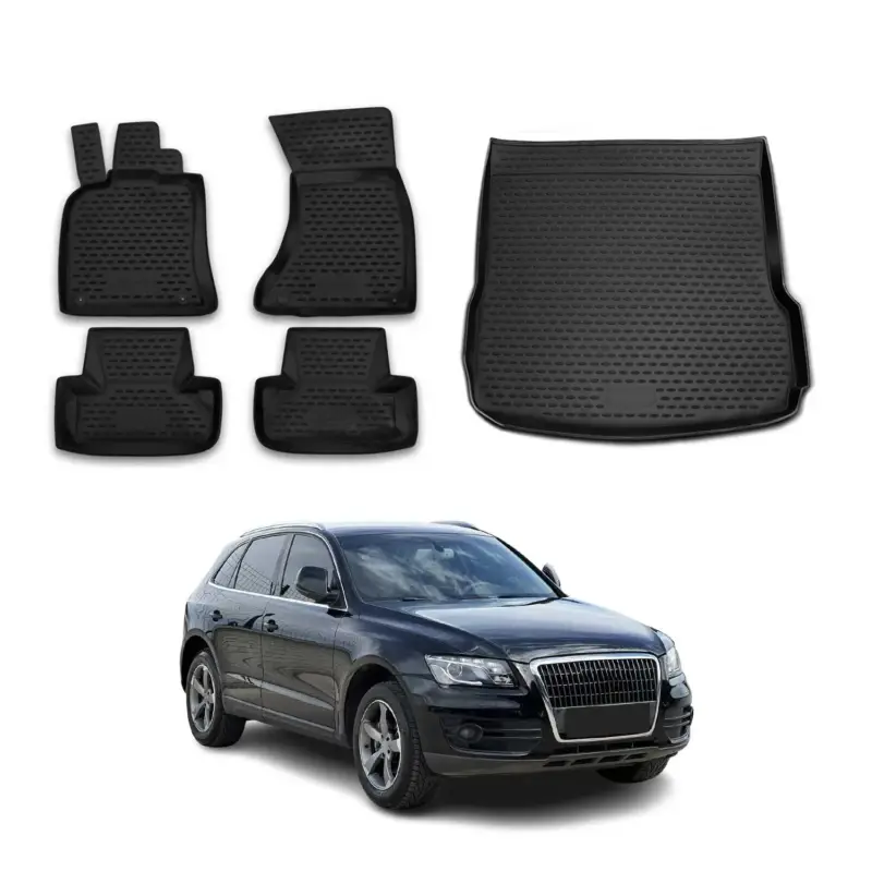 Fußmatten & Kofferraumwanne Set für Audi Q5 8RB 2008-2017 Gummi TPE Schwarz 5x Markenprodukt