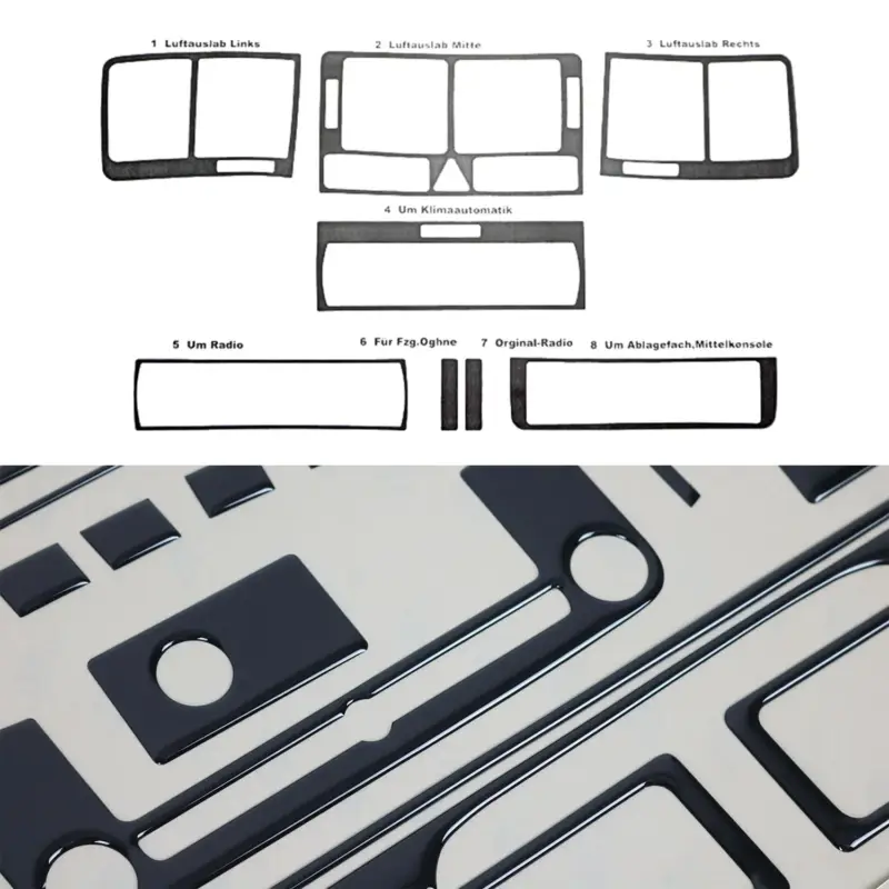 Aktuell Innenraum Dekor Cockpit für Audi A2 8Z0 2000-2005 Piano Schwarz Optik 8tlg