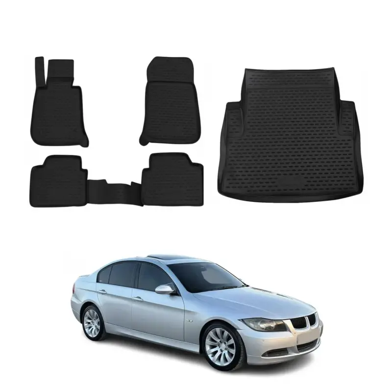 Fußmatten & Kofferraumwanne Set für BMW 3er E90 2005-2013 Gummi TPE Schwarz 5x Saisonangebot
