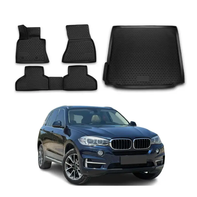 Fußmatten & Kofferraumwanne Set für BMW X5 F15 F85 2013-2018 Gummi Schwarz 5x Sonderaktion