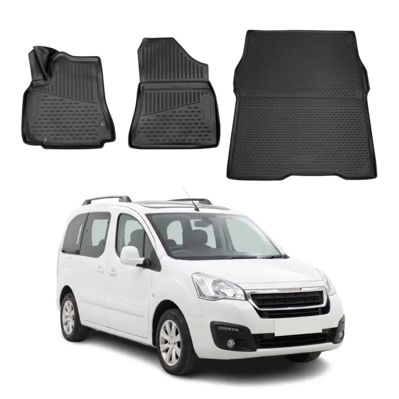 Gummi Fußmatten + Kofferraumwanne Set für Peugeot Partner Tepee 2015-2018 TPE Top-Angebot