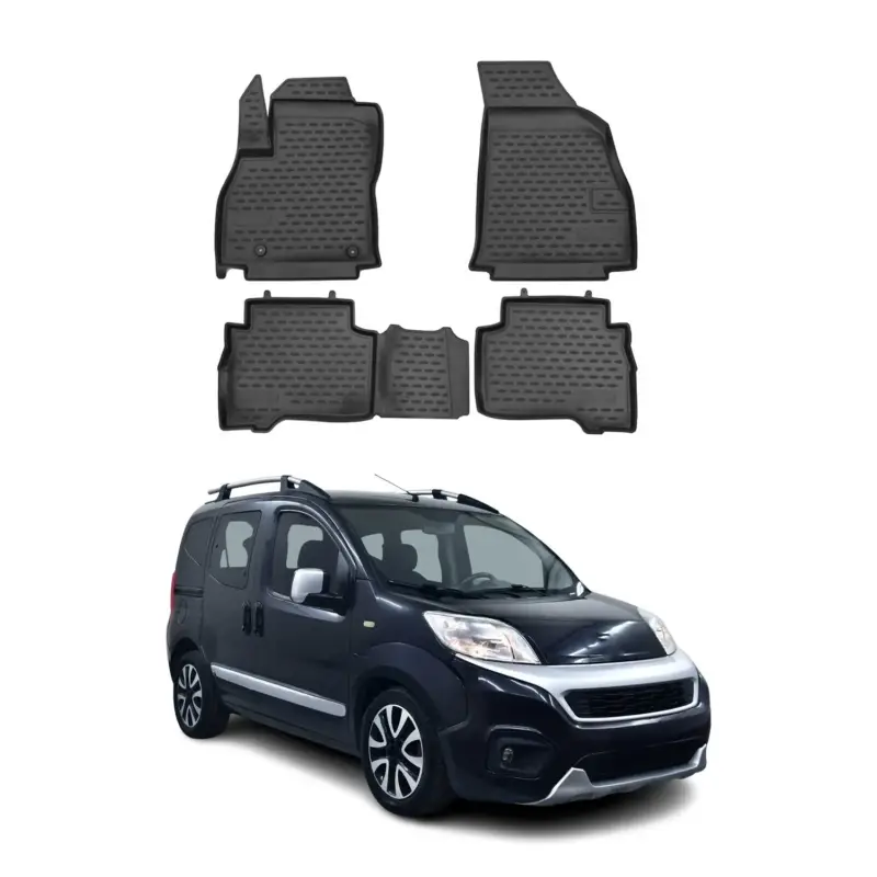 OMAC Gummimatten Fußmatten für Fiat Fiorino Qubo 2008-2021 TPE Matten Schwarz 4x Preis Gesenkt