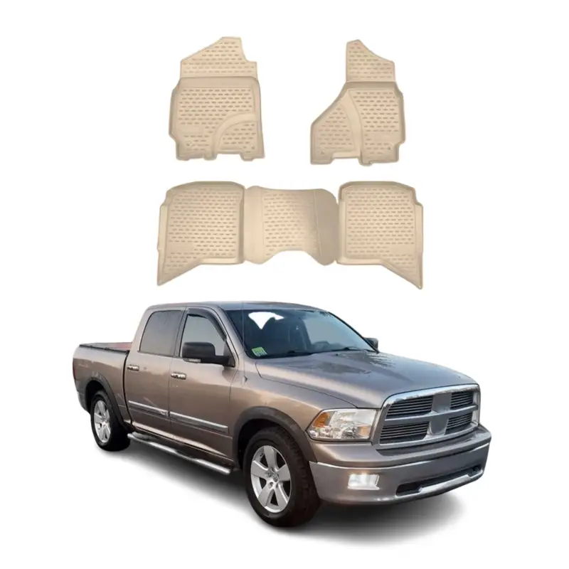 OMAC Gummimatten Fußmatten für Dodge RAM 1500 2500 3500 2002-2012 Crew Cab Beige Versand Am Gleichen Tag