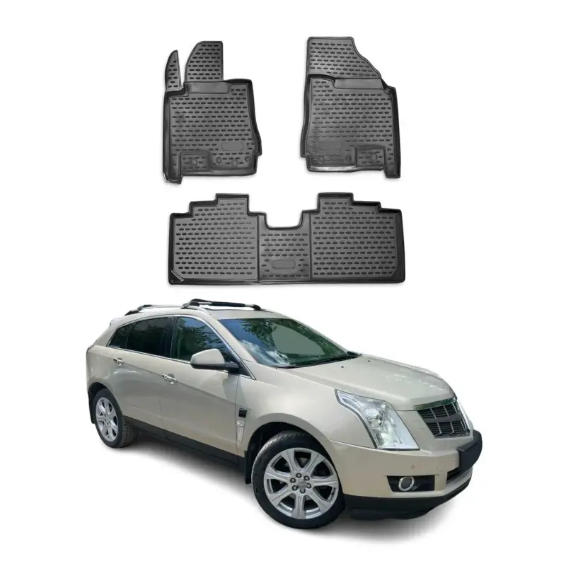 Preisknaller OMAC Gummimatten Fußmatten für Cadillac SRX 2010-2016 TPE Automatten Schwarz 3x