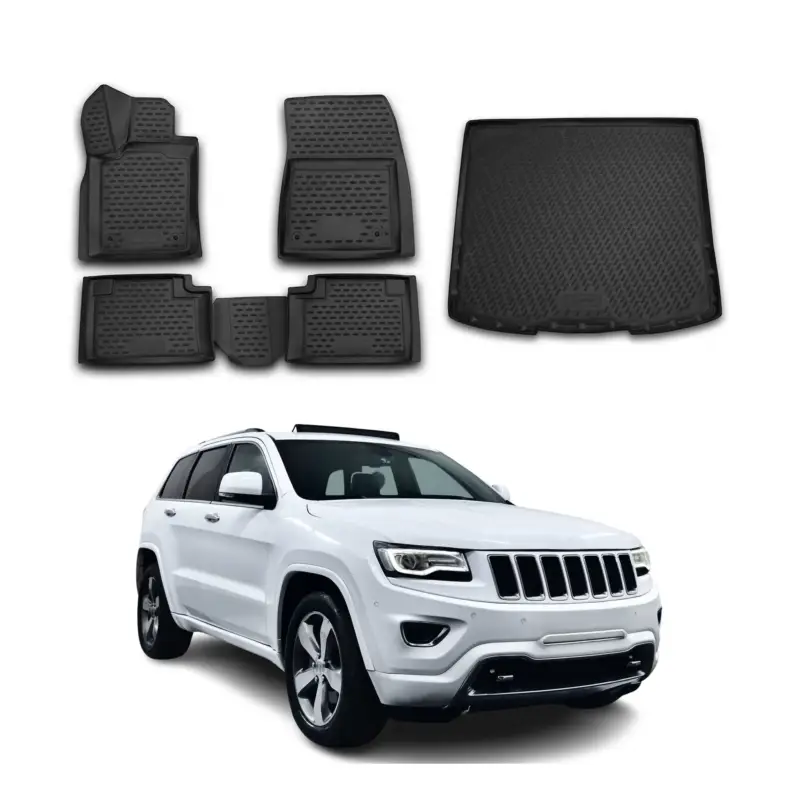 Fußmatten & Kofferraumwanne Set für Jeep Grand Cherokee 2013-2015 TPE Schwarz Knallerangebot