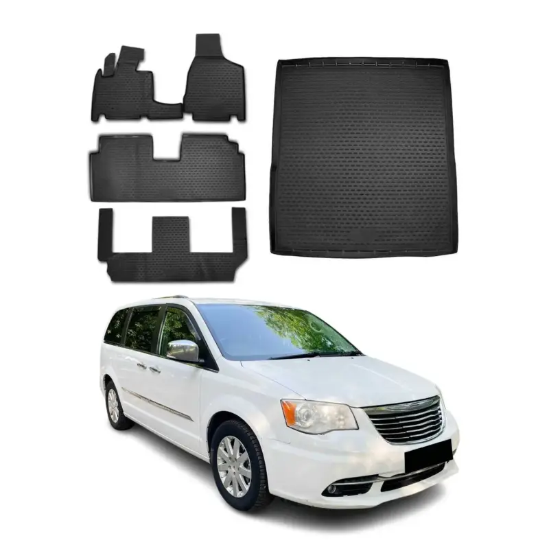 Fußmatten & Kofferraumwanne Set für Dodge Grand Caravan / Voyager 2008-2020 TPE Mega-Angebot