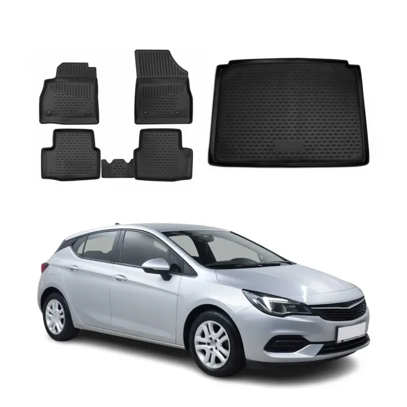 Fußmatten & Kofferraumwanne Set für Opel Astra K 2015-2021 5tür TPE Schwarz Aktuell