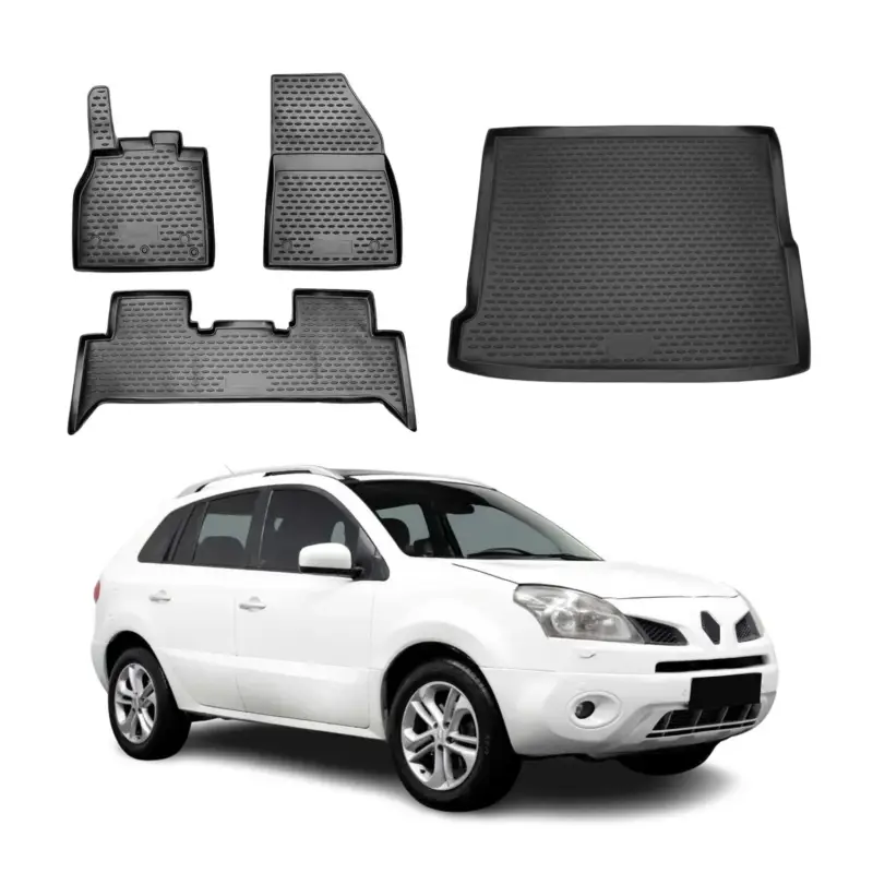 Neuheit Fußmatten & Kofferraumwanne Set für Renault Koleos 2008-2016 TPE Schwarz