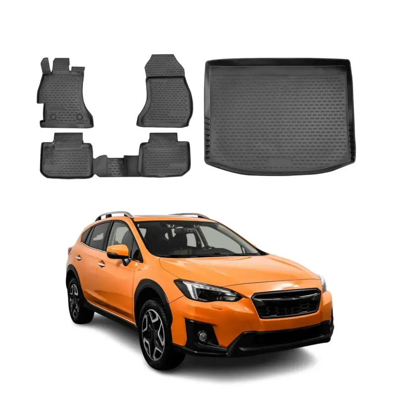 Neu Fußmatten & Kofferraumwanne Set für Subaru XV 2012-2017 Gummi TPE Schwarz 5x