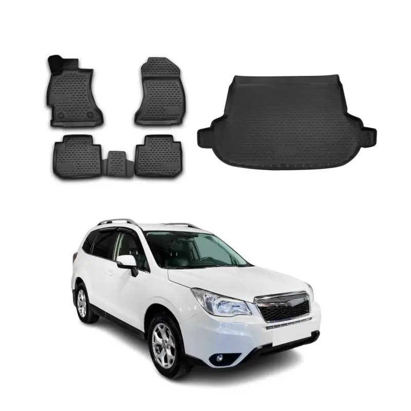 Fußmatten & Kofferraumwanne Set für Subaru Forester IV 2013-2018 TPE Schwarz Bestseller