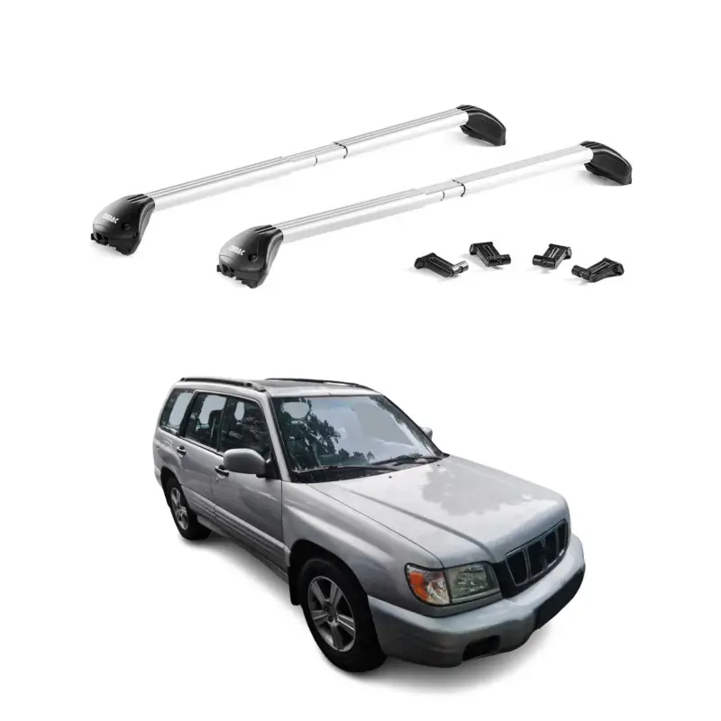 Dachträger Grundtäger für Subaru Forester I 1997-2002 100kg Alu Silber 2x ABE Aktuell