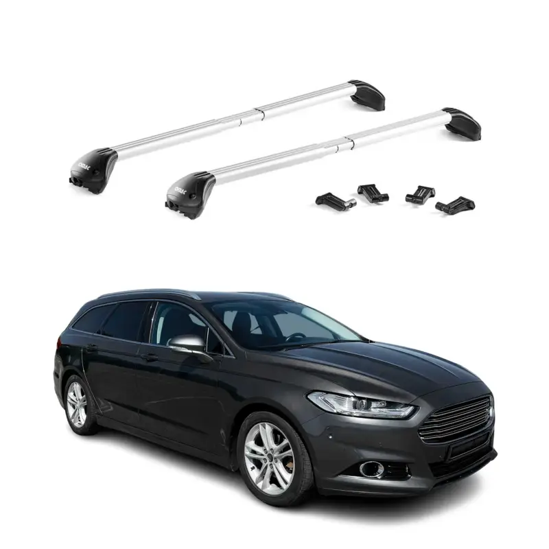 Dachträger Grundtäger für Ford Mondeo Kombi 2014-2022 100kg Alu Silber 2 tlg ABE Preisreduziert