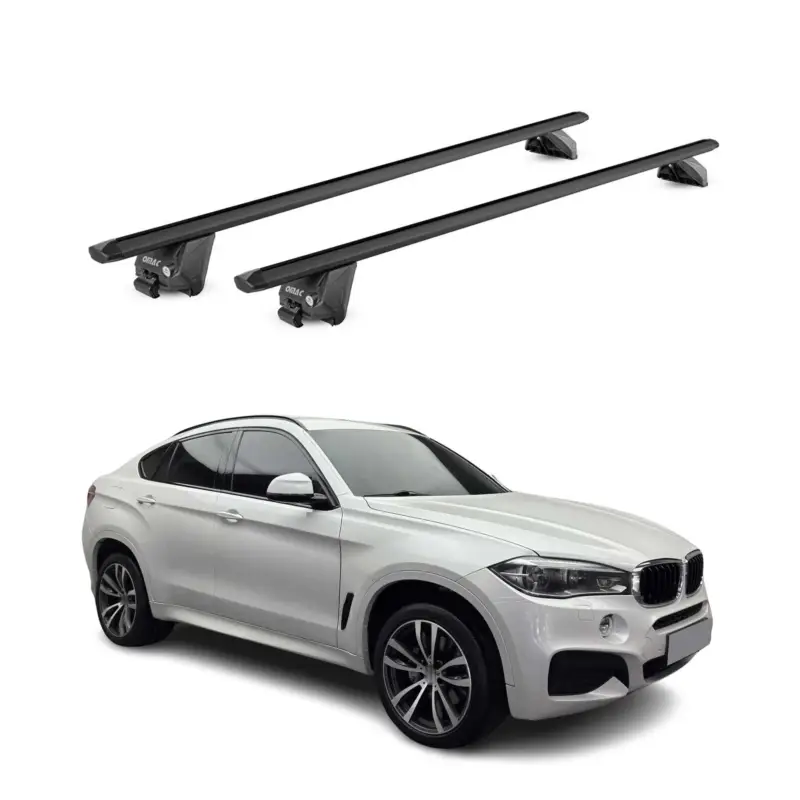 Dachträger Grundtäger für BMW X6 F16 2014-2019 100kg Aluminium Schwarz 2 tlg ABE Sale