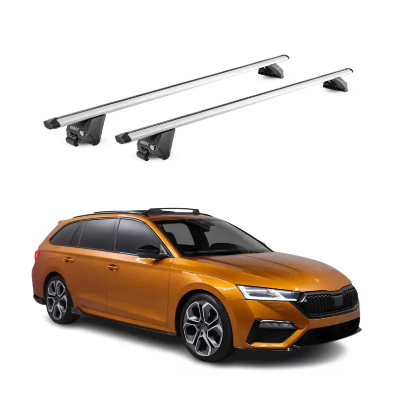 Echt Dachträger für Skoda Octavia mk4 Kombi 2020-2026 100kg Alu Silber 2tlg ABE