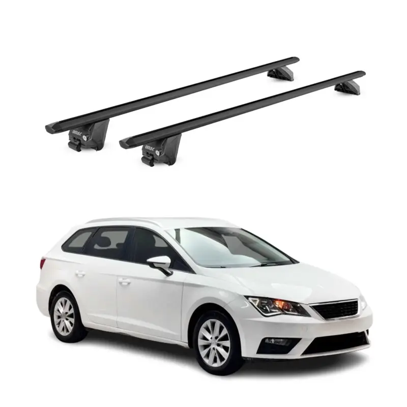 Dachträger Grundtäger für Seat Leon Kombi 2014-2026 100kg Alu Schwarz 2 tlg ABE Neu Im Sortiment