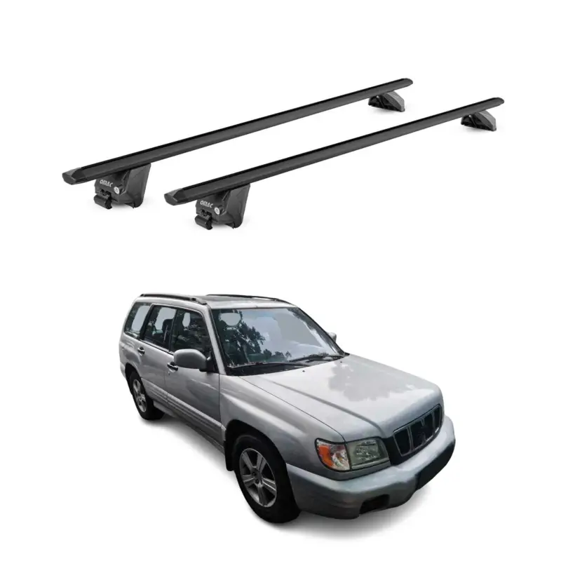 Begrenztes Angebot Dachträger Grundtäger für Subaru Forester I 1997-2002 100kg Alu Schwarz 2x ABE