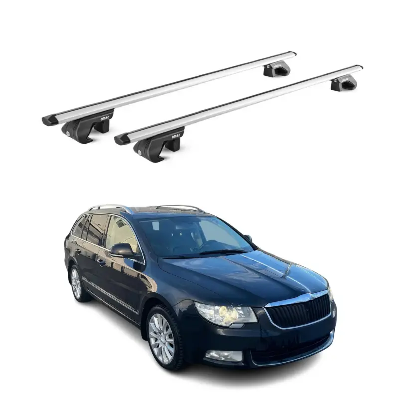 Letzte Chance Dachträger Grundtäger für Skoda Superb Kombi 2008-2023 90kg Alu Silber 2 tlg ABE