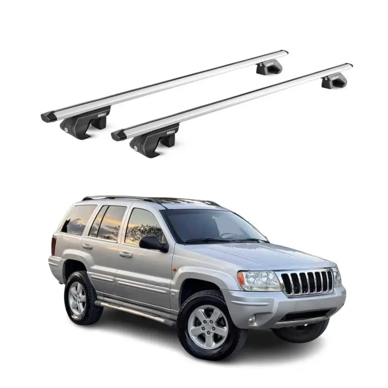 Neue Ware Dachträger Grundtäger für Jeep Grand Cherokee WJ 1999-2004 90kg Alu Grau 2x ABE