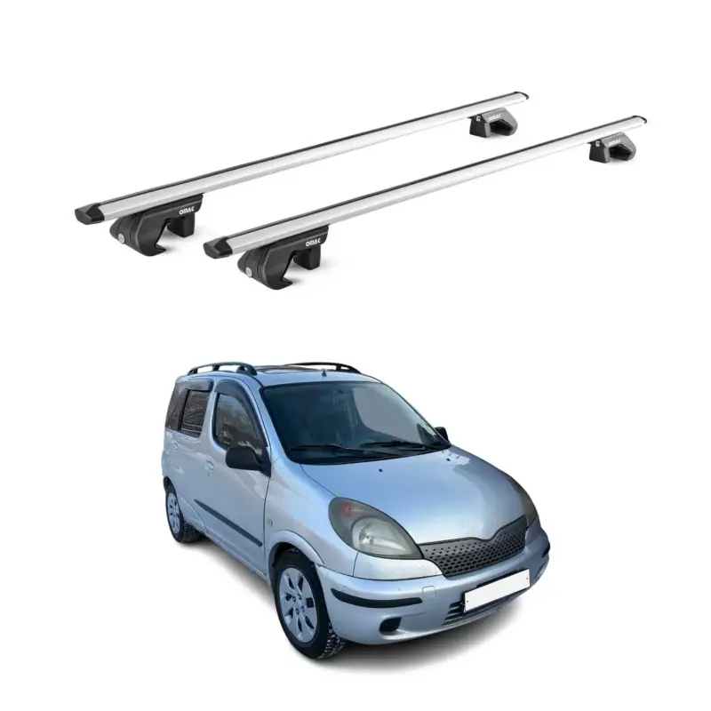 Dachträger Grundtäger für Toyota Yaris Verso 1999-2005 90kg Alu Silber 2 tlg ABE Highlight