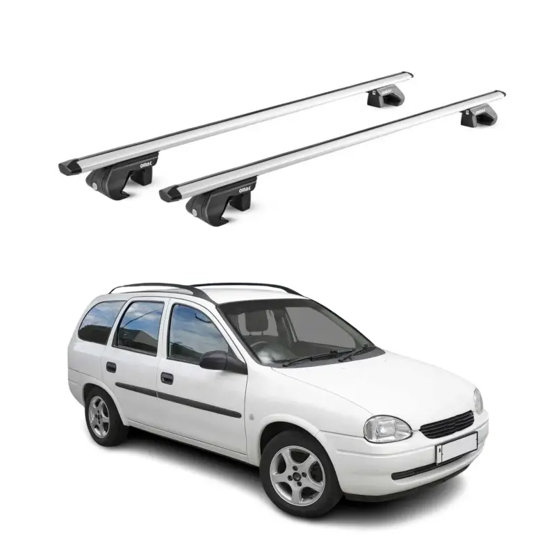 Dachträger Grundtäger für Opel Corsa B Kombi 1993-2000 90kg Alu Silber 2 tlg ABE Sonderangebot
