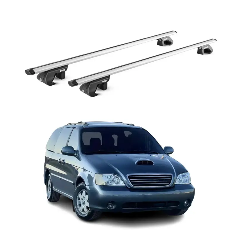 Nur Für Kurze Zeit Dachträger Grundtäger für Kia Carnival 1998-2005 90kg Aluminium Silber 2 tlg ABE
