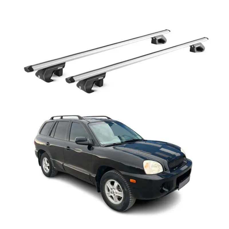 Dachträger Grundtäger für Hyundai Santa Fe 2000-2006 90kg Alu Silber 2 tlg ABE Günstig