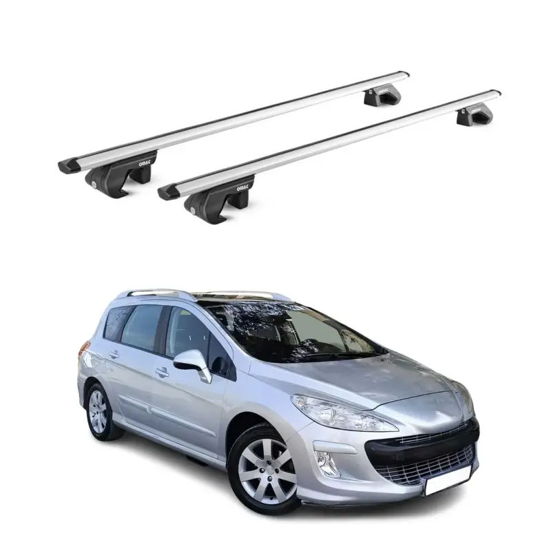 Neue Ware Dachträger Grundtäger für Peugeot 308 Kombi 2007-2013 90kg Alu Silber 2 tlg ABE