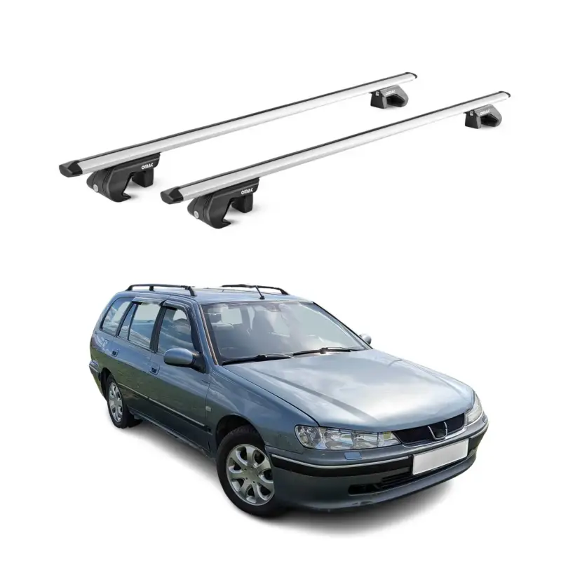 Dachträger Grundtäger für Peugeot 406 Kombi 1996-2004 90kg Alu Silber 2 tlg ABE Heißes Angebot