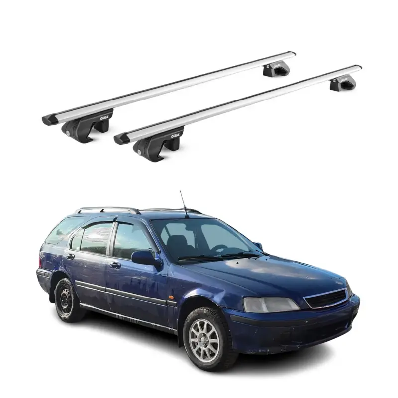 Rabatt Dachträger Grundtäger für Honda Civic Kombi 1995-2011 90kg Alu Silber 2 tlg ABE
