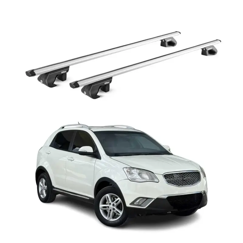 Billig Dachträger Grundtäger für Ssangyong Korando 2010-2019 90kg Alu Silber 2 tlg ABE