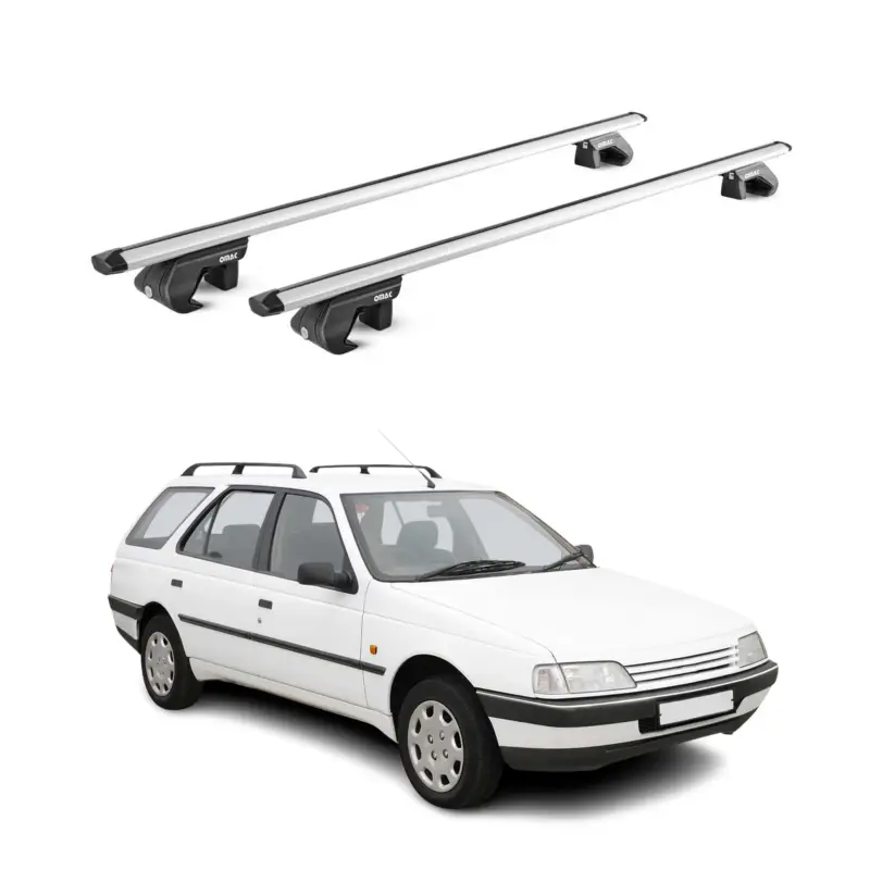Sofort Bestellen Dachträger Grundtäger für Peugeot 405 Wagon 1988-1997 90kg Alu Silber 2 tlg ABE