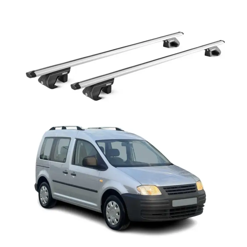 Dachträger Grundtäger für VW Caddy 2004-2020 3-5 tür 90kg Alu Silber 2 tlg ABE Neue Ware