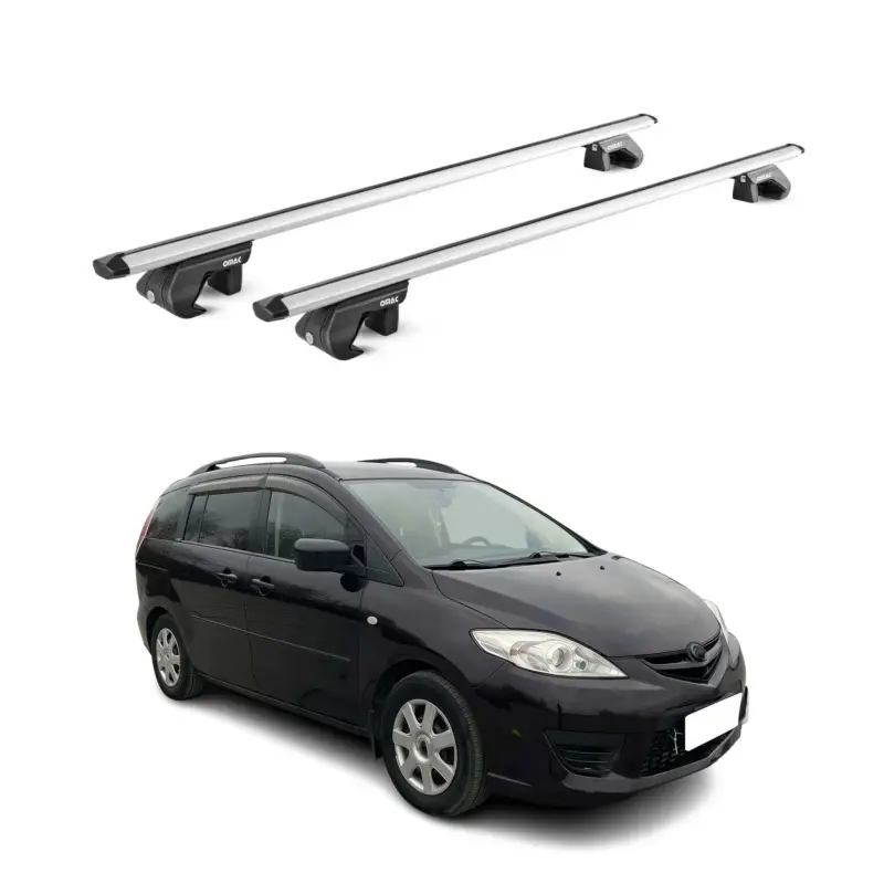 Dachträger Grundtäger für Mazda 5 / Premacy 2005-2018 90kg Alu Silber 2 tlg ABE Kracherpreis