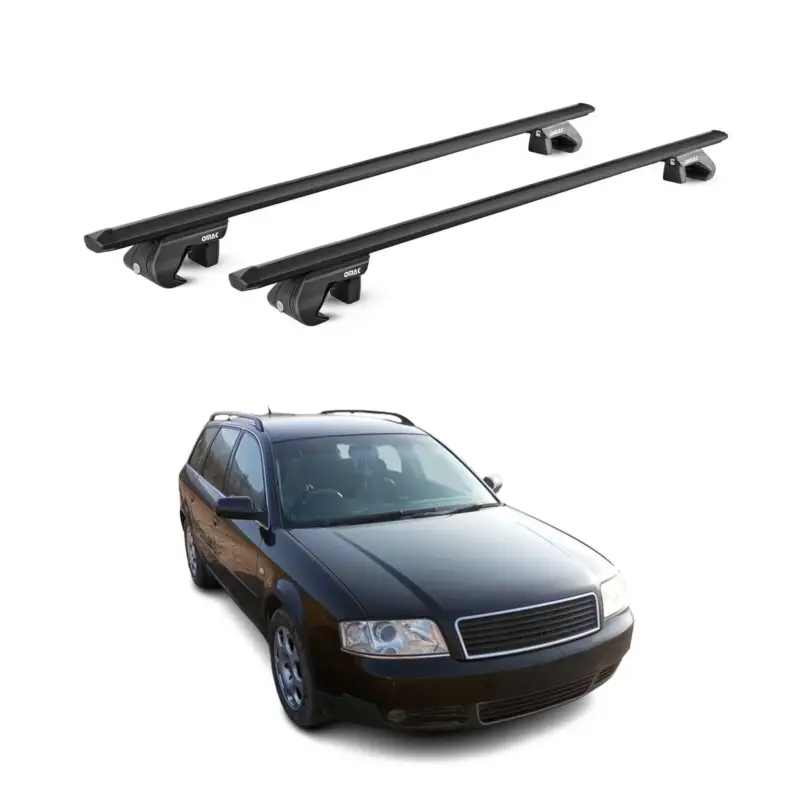 Neue Ware Dachträger Grundtäger für Audi A6 Allroad Avant 1994-2005 90kg Alu Schwarz ABE